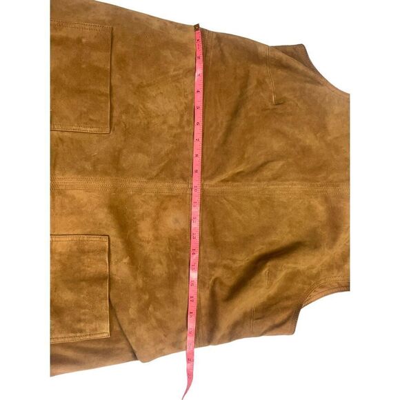 Boden 100% leather camel brown shift mod 60’s 70’s sleeveless dress US12 - Picture 4 of 13